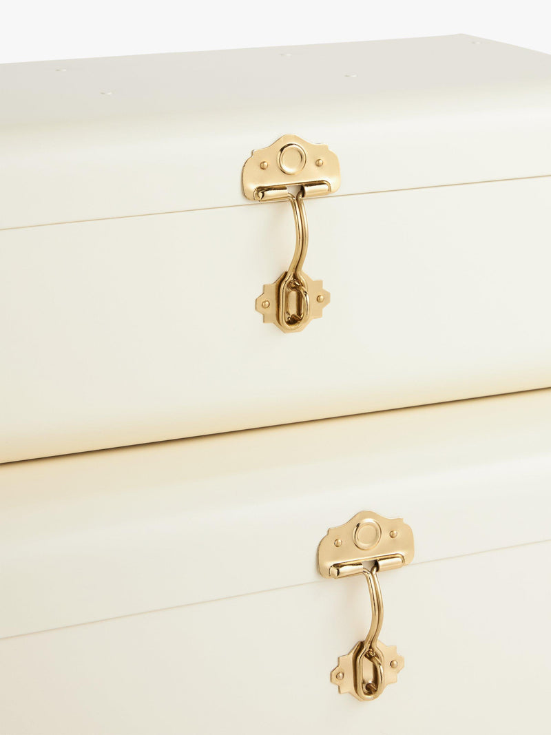 John Lewis metal storage trunk ecru set of 2, imported from the UK