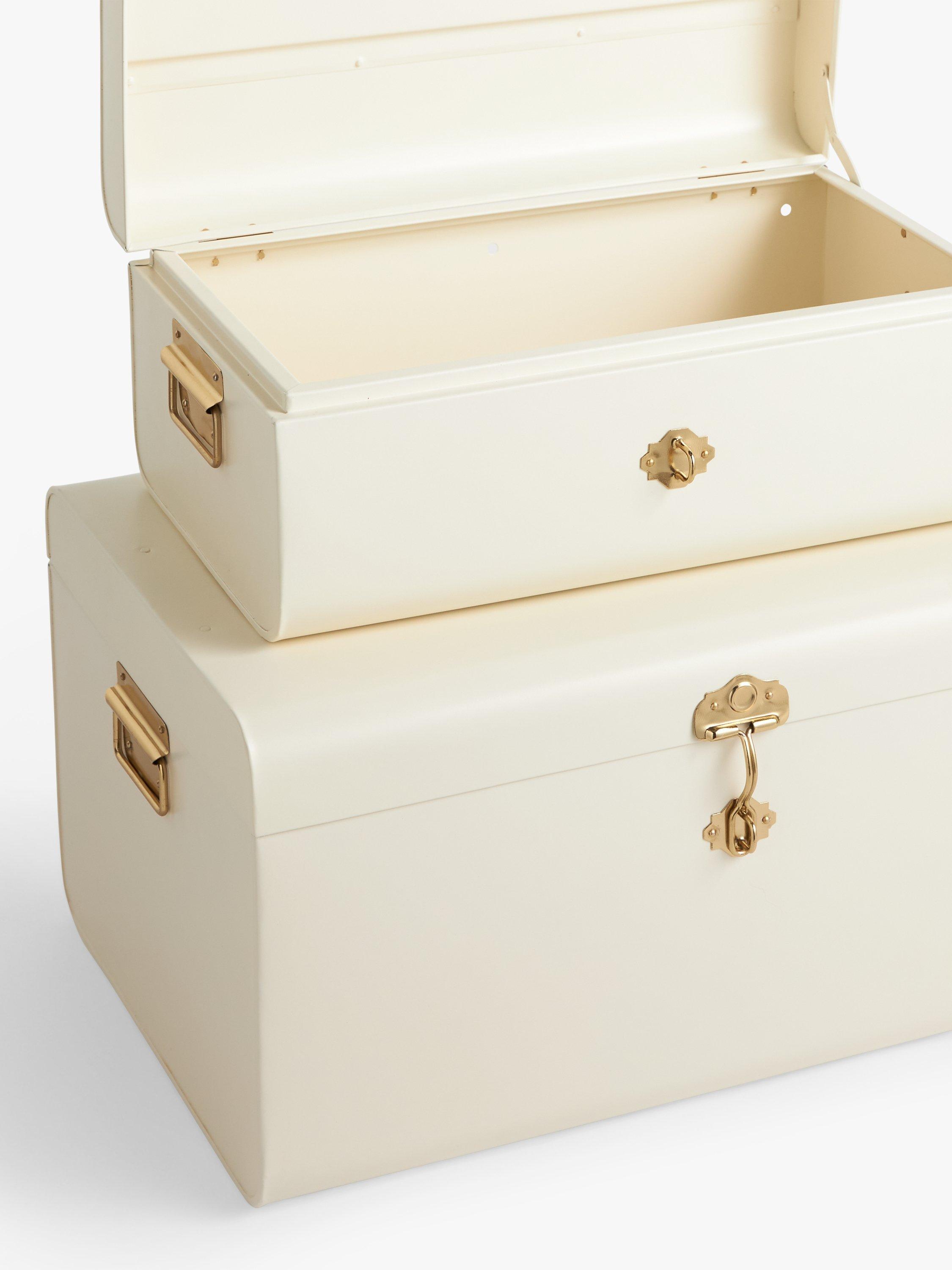 John Lewis metal storage trunk ecru set of 2, imported from the UK