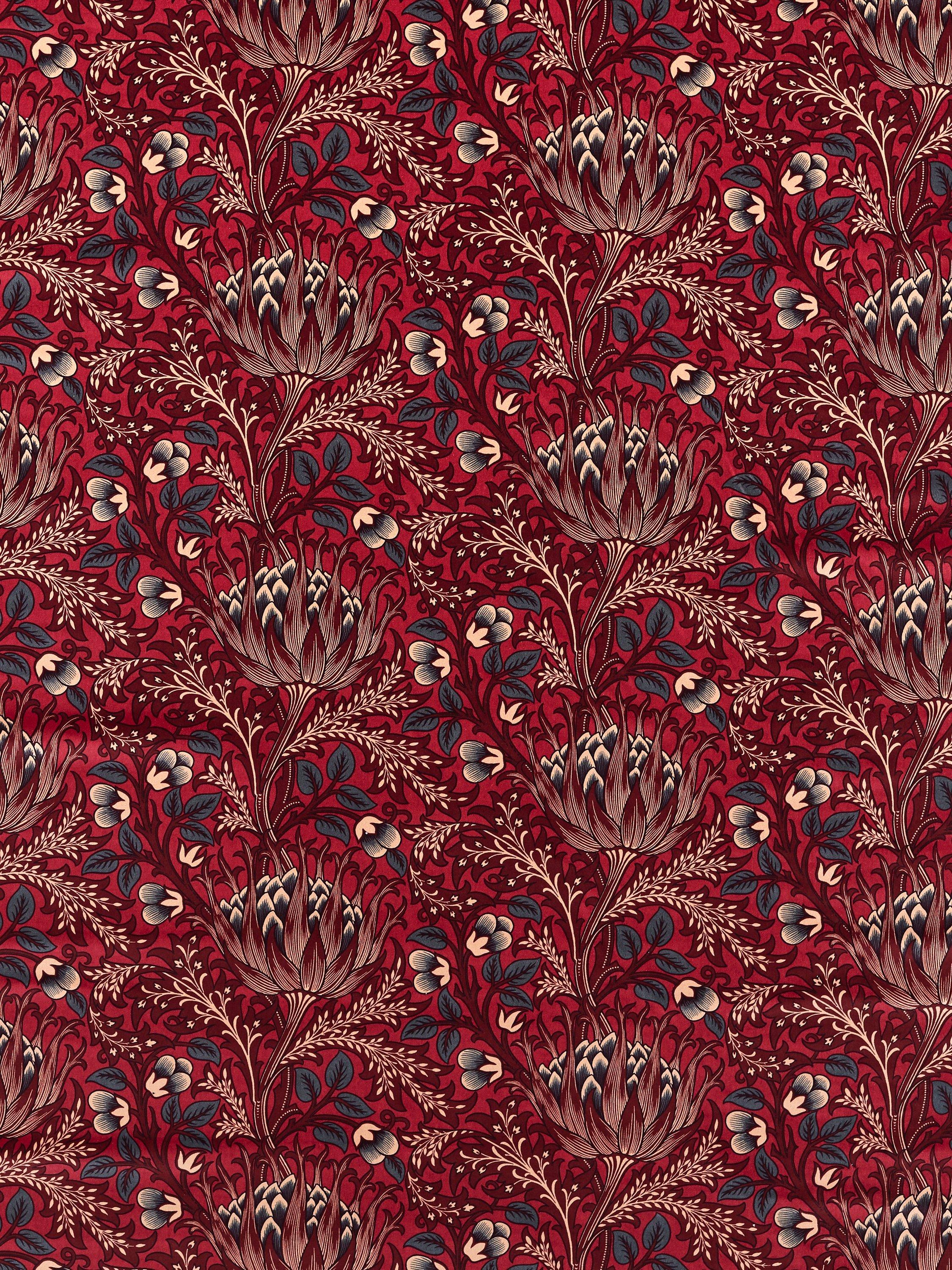 Morris & Co. Artichoke velvet furnishing fabric, UK version