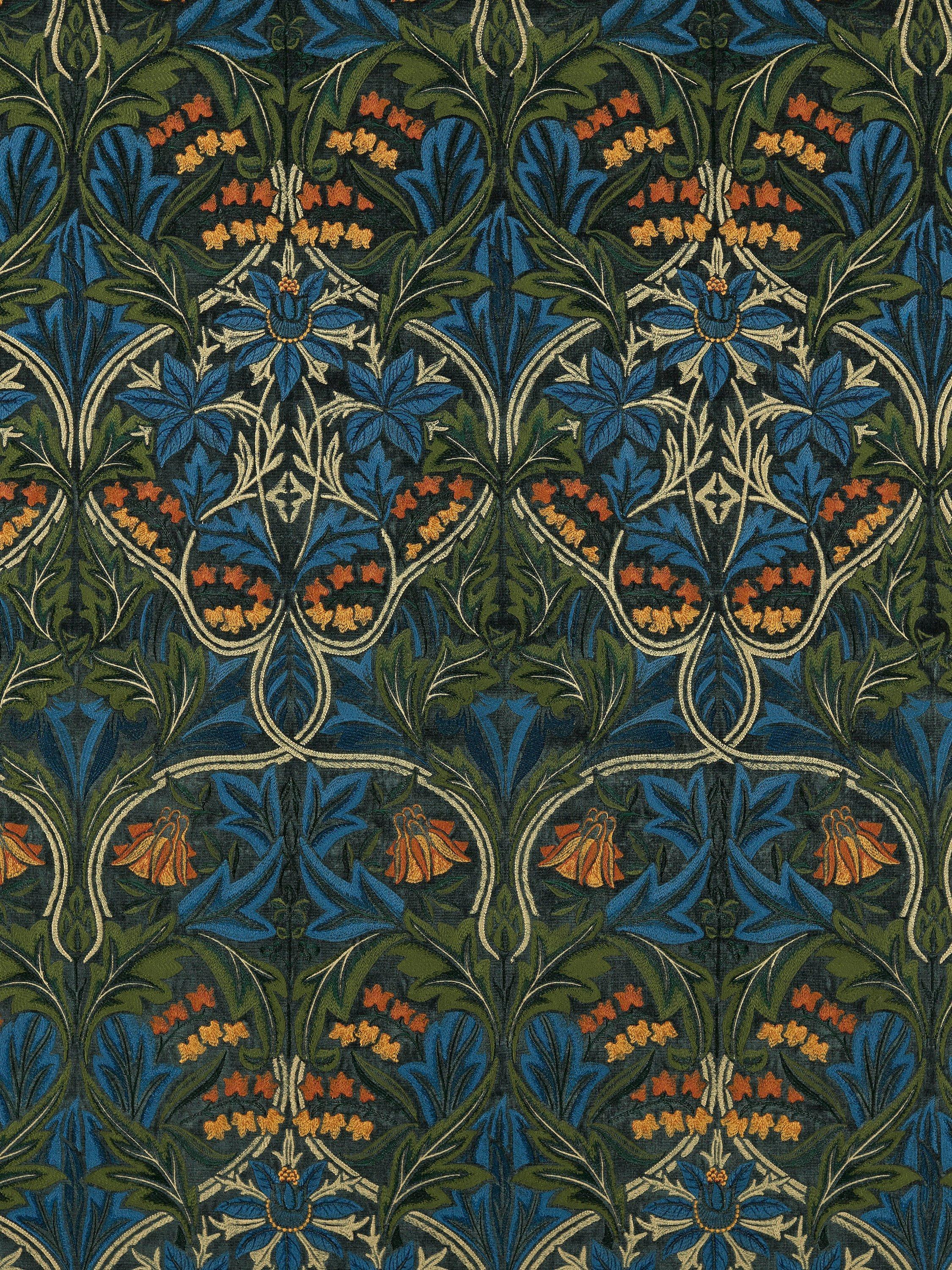 Morris & Co. Bluebell Embroidery furnishing fabric (British brand)
