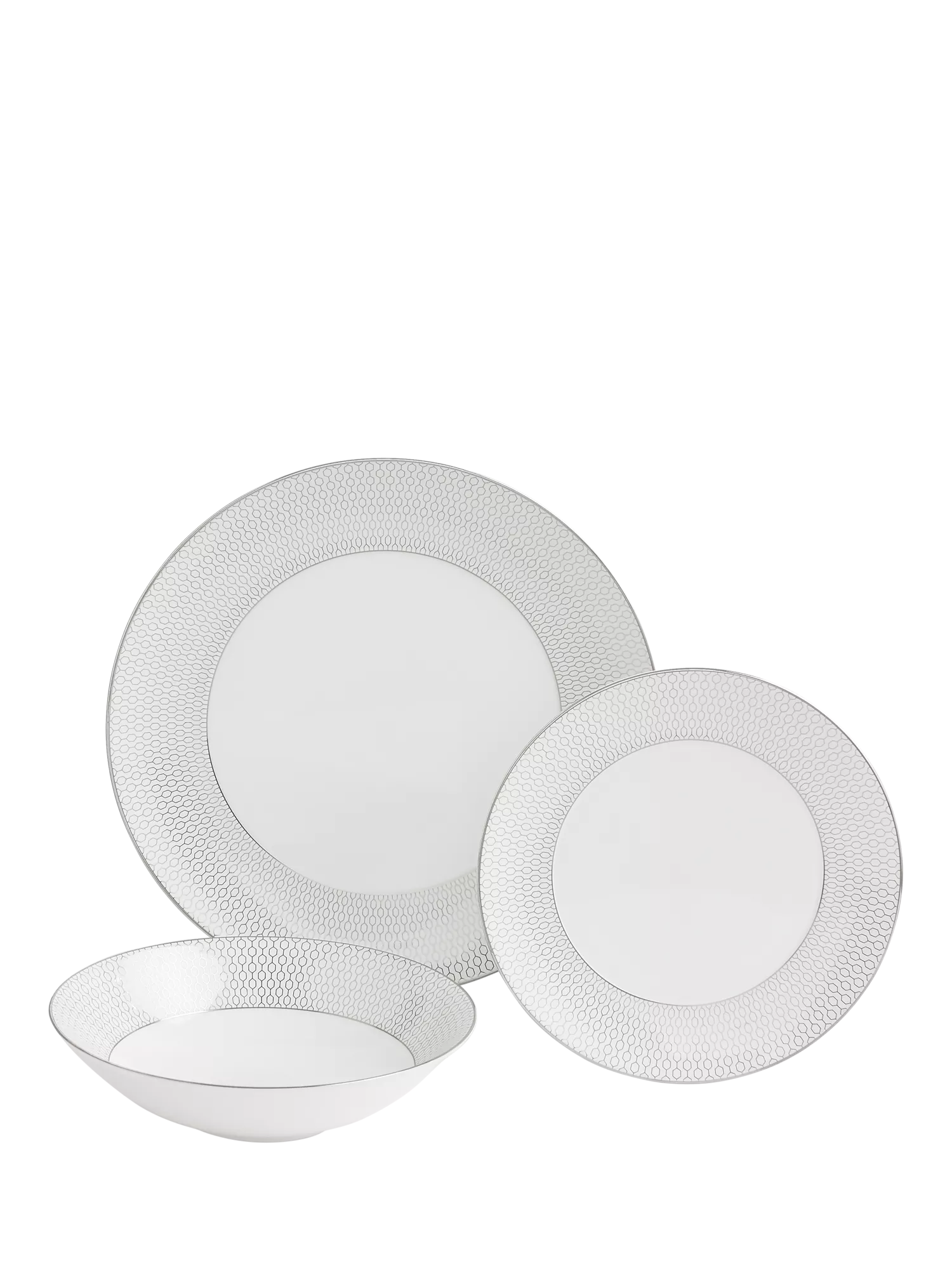 Wedgwood Gio Platinum dinnerware set 12 piece, imported from the UK