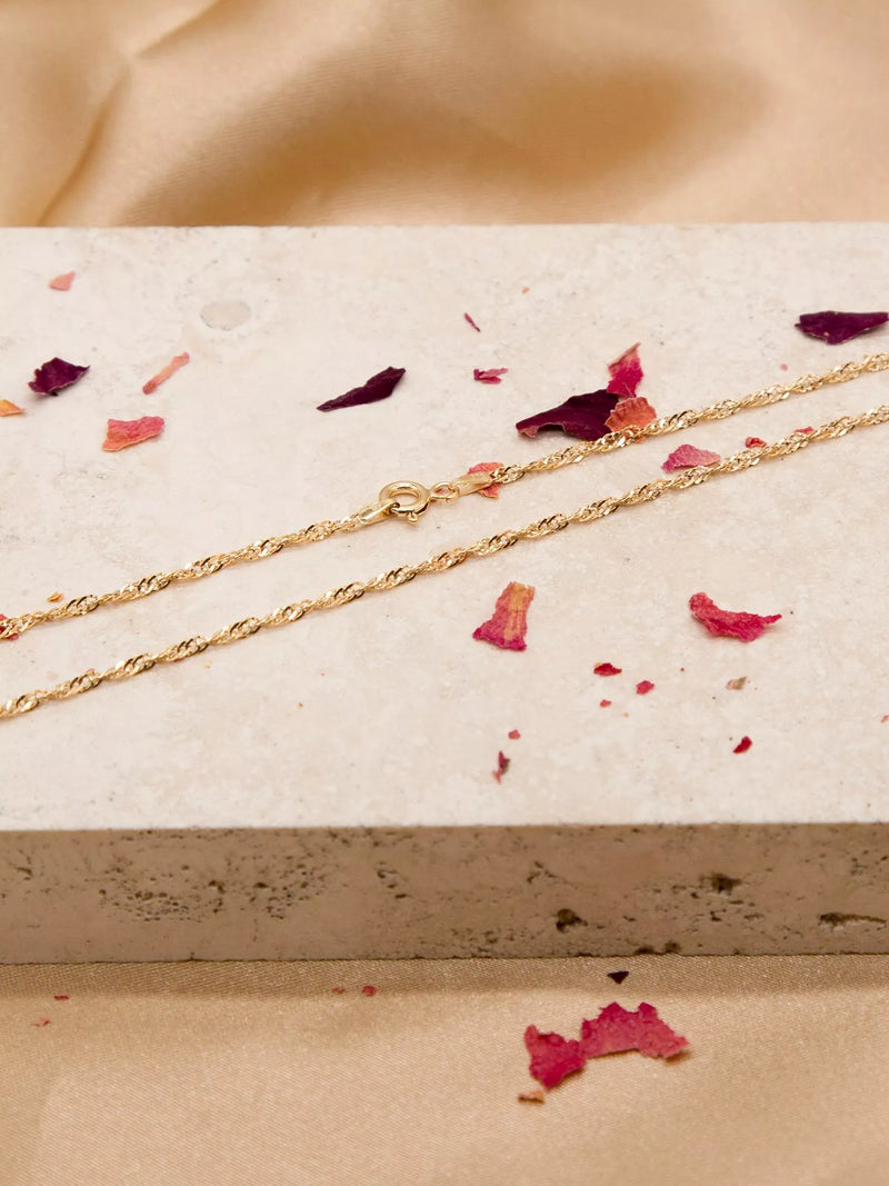 IBB 9ct yellow gold twist link chain necklace 16 inch, imported from the UK