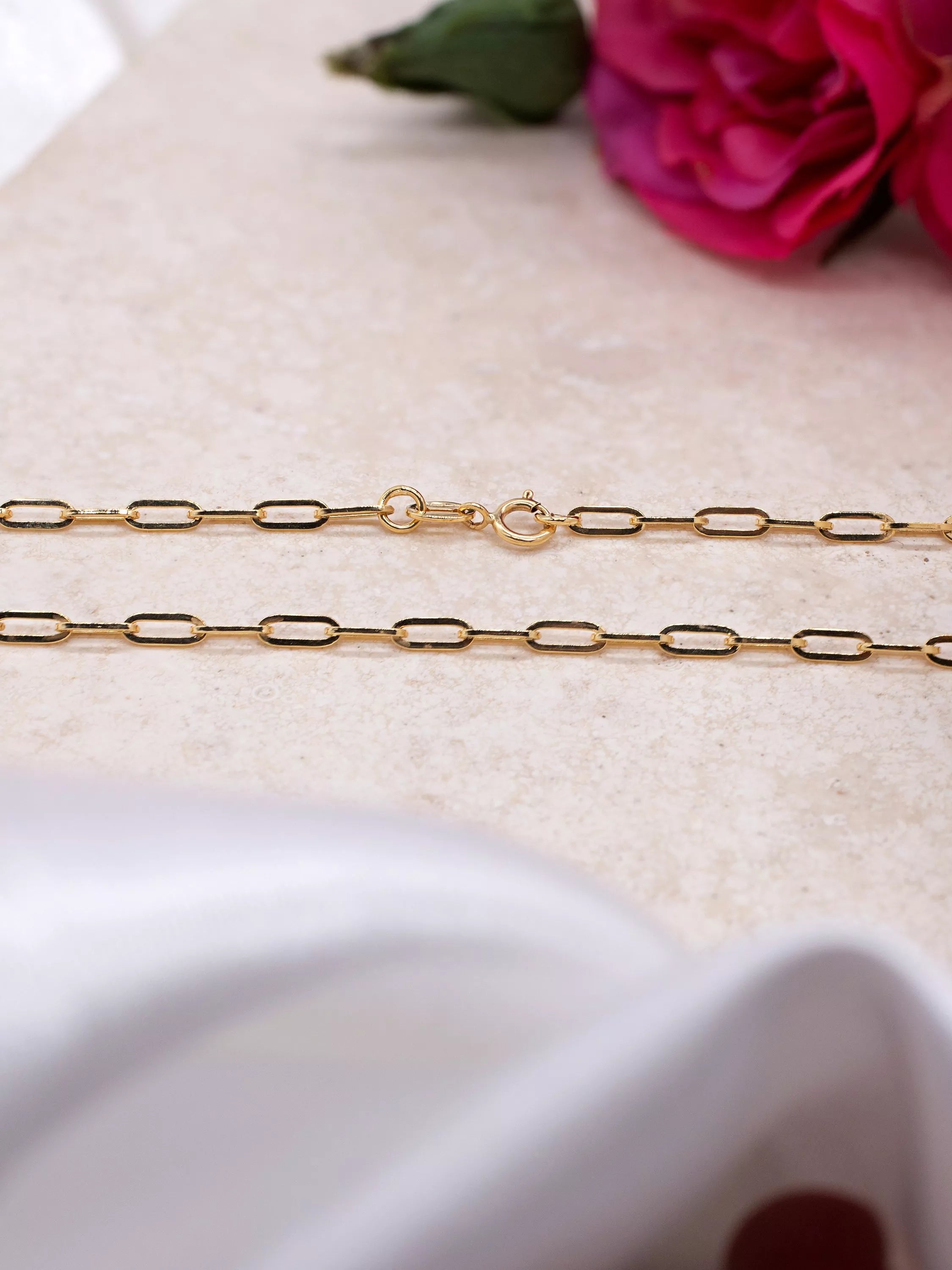 IBB 9ct gold paper clip chain necklace 46cm, imported from the UK