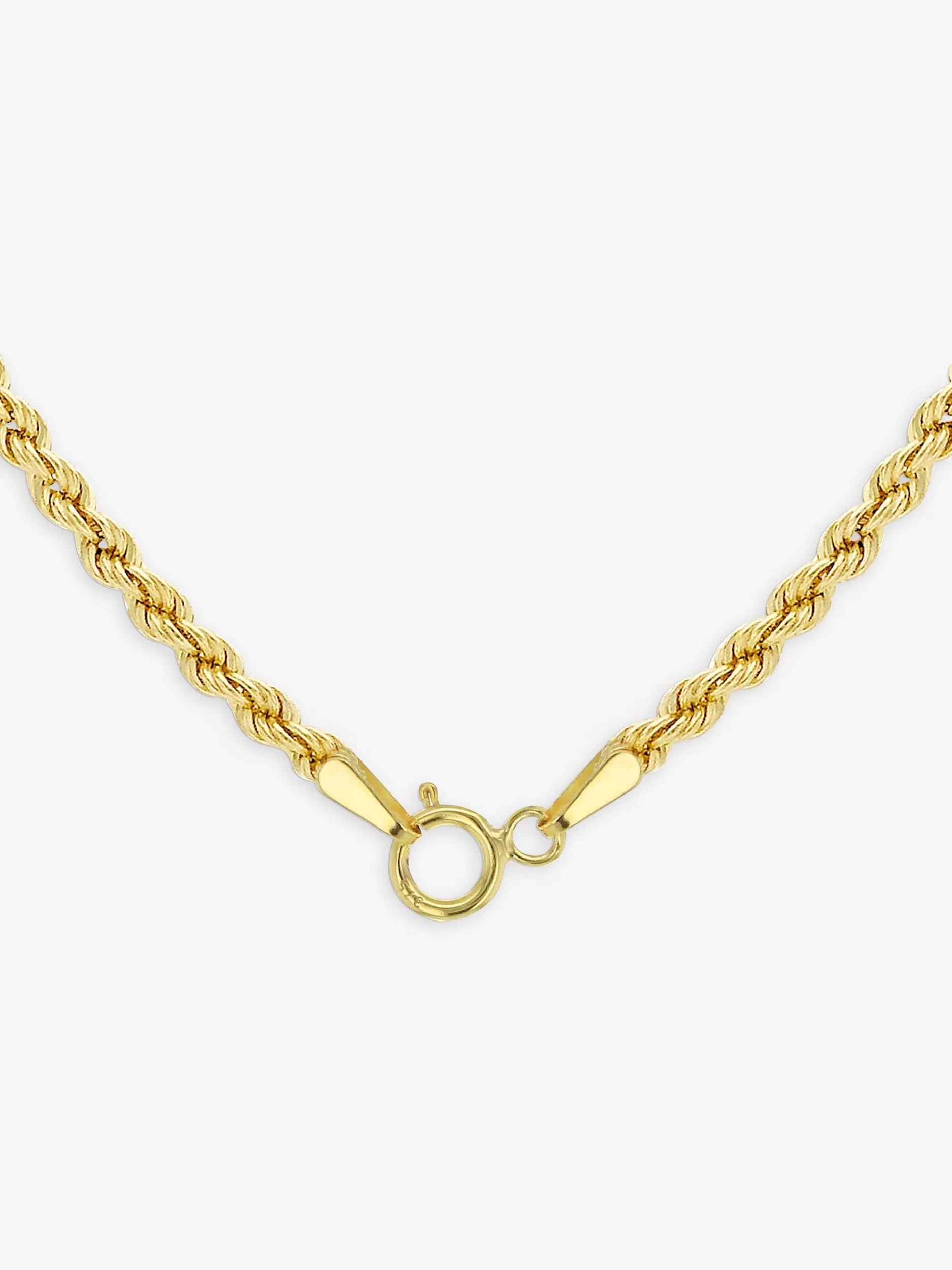 IBB 9ct yellow gold rope chain necklace 18 inch (British brand)