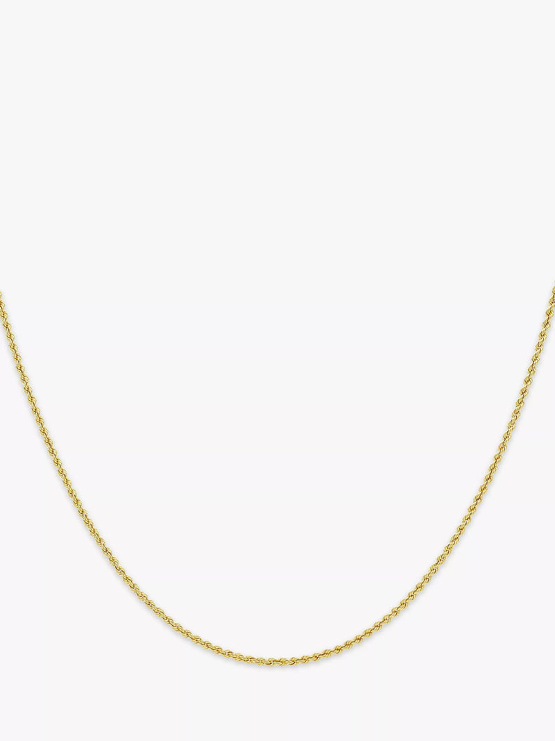 IBB 9ct yellow gold hollow short rope chain necklace 16 inch (British brand)