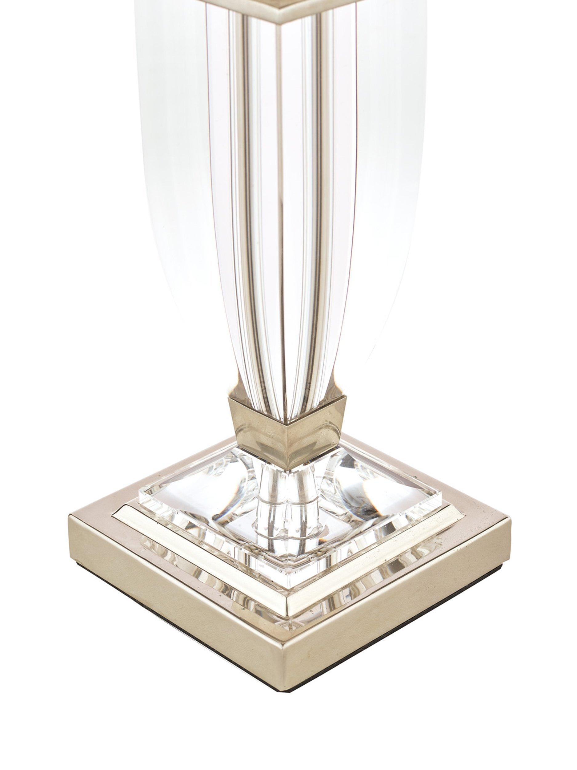 Laura Ashley Carson petite crystal table lamp with nickel finish, UK version