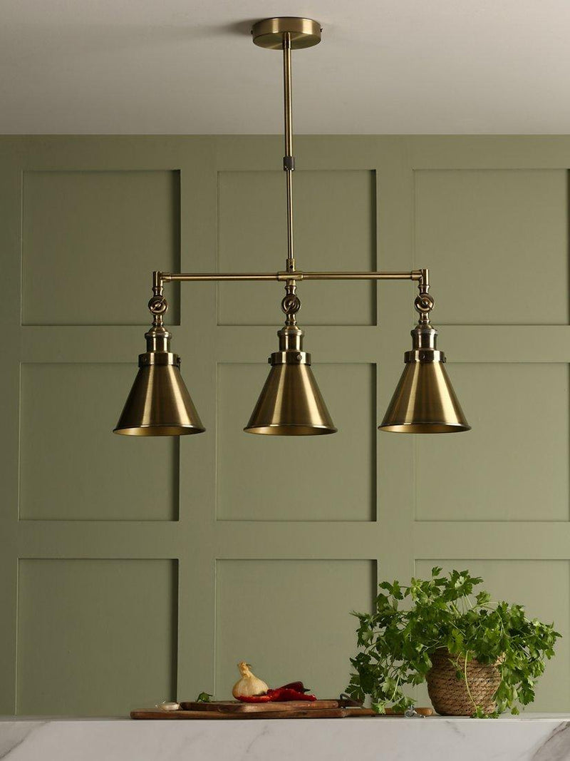 Laura Ashley Rufus triple pendant bar ceiling light (British brand)