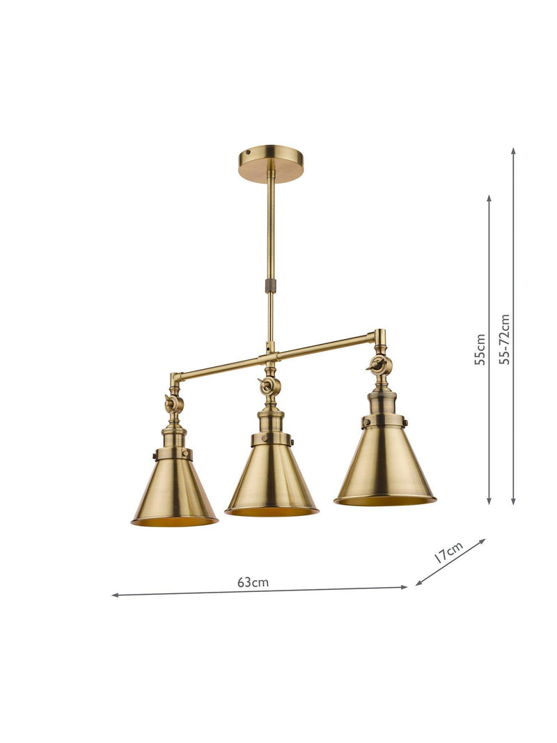 Laura Ashley Rufus triple pendant bar ceiling light (British brand)