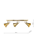 Laura Ashley Rufus 3 spotlight ceiling bar antique brass - British product