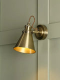 Laura Ashley Rufus single wall light in antique brass finish, UK version