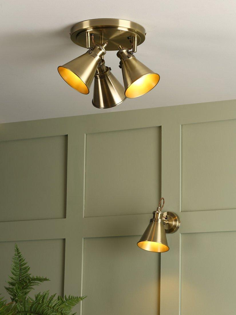 Laura Ashley Rufus single wall light in antique brass finish, UK version