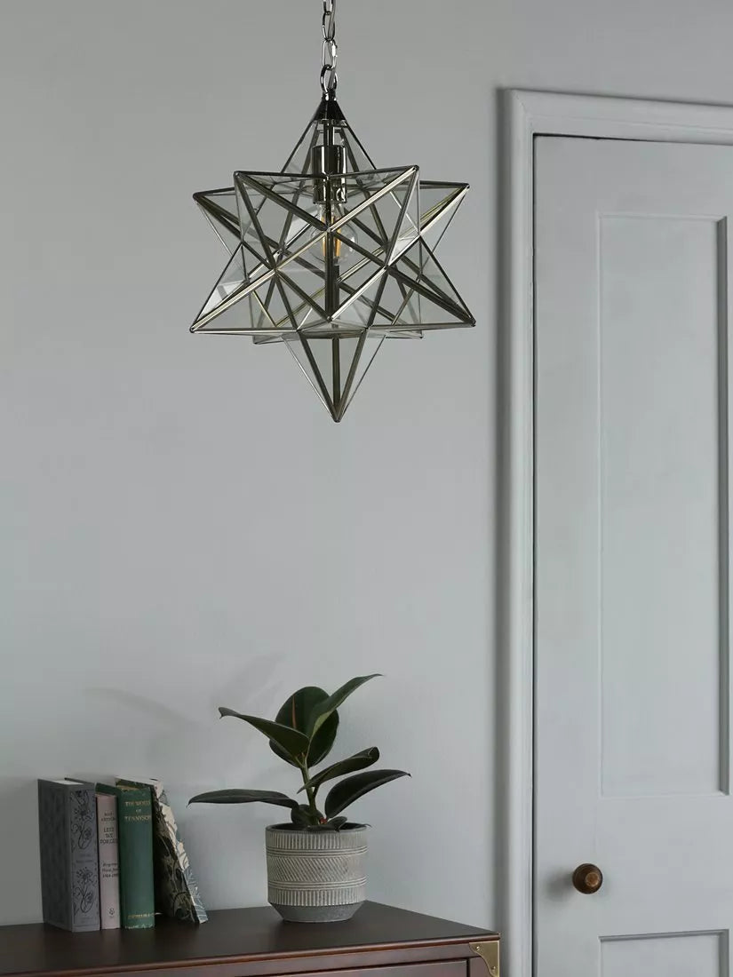 Laura Ashley star glass ceiling light polished silver, UK version