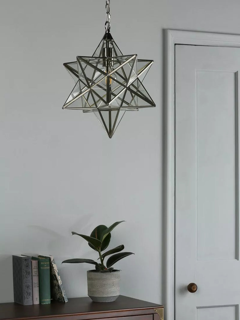 Laura Ashley star glass ceiling light polished silver, UK version