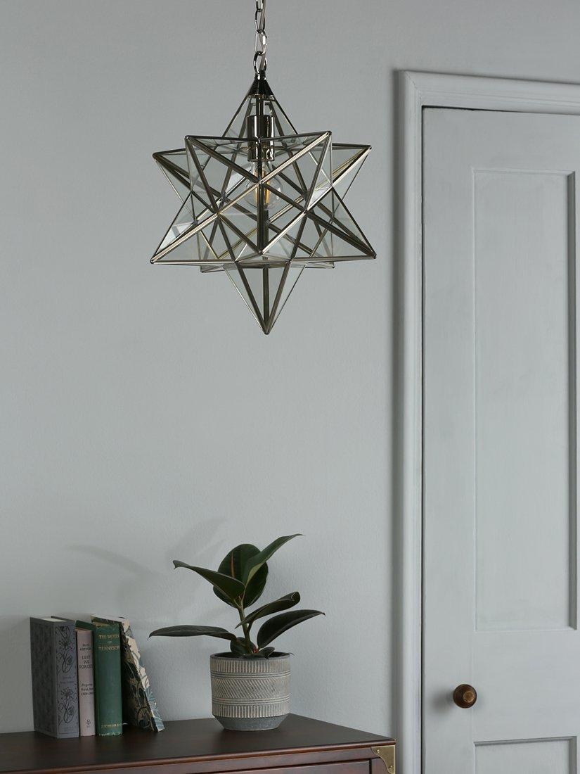 Laura Ashley star glass ceiling light polished silver, UK version