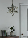 Laura Ashley star glass ceiling light polished silver, UK version