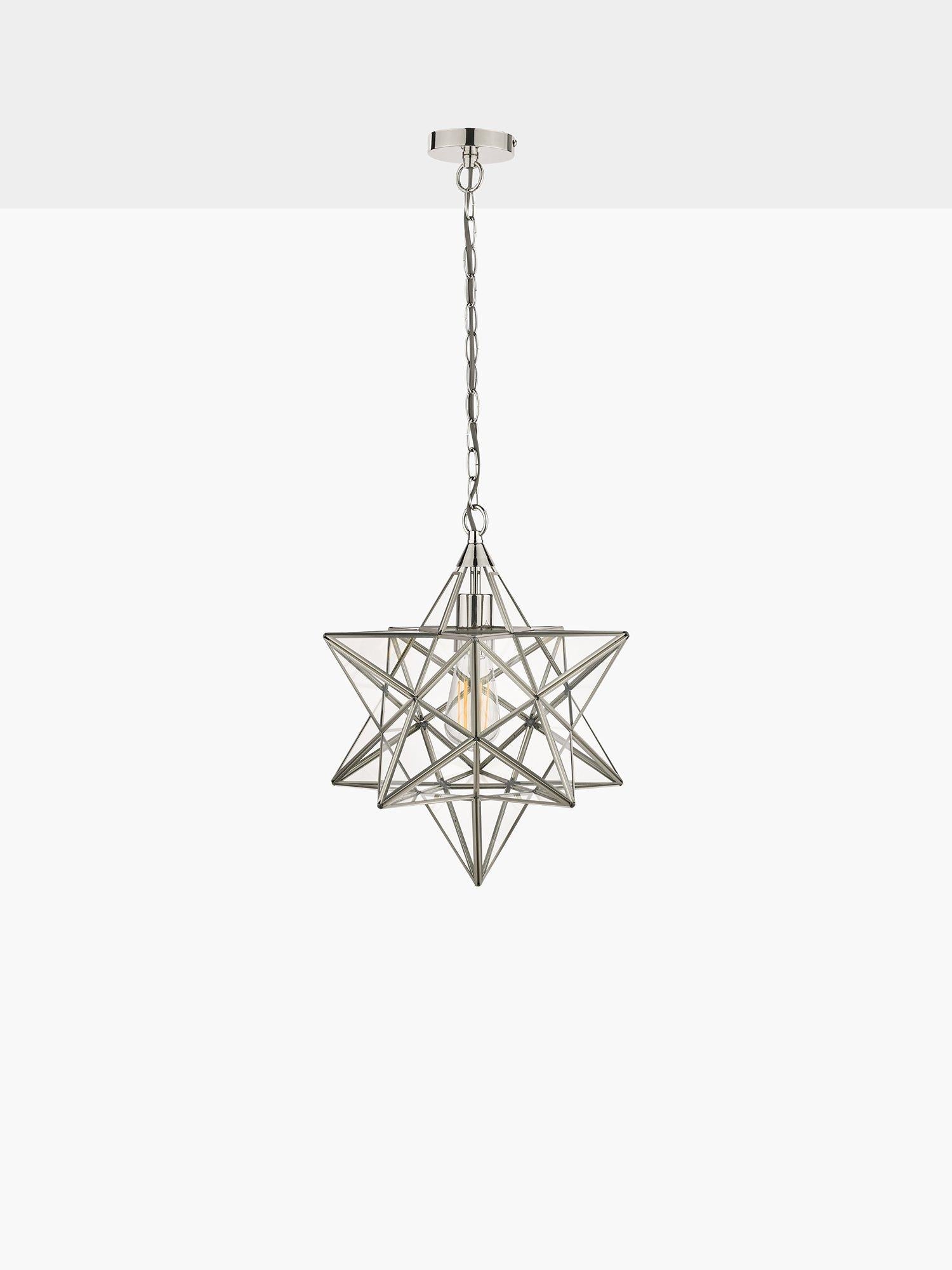 Laura Ashley star glass ceiling light polished silver, UK version