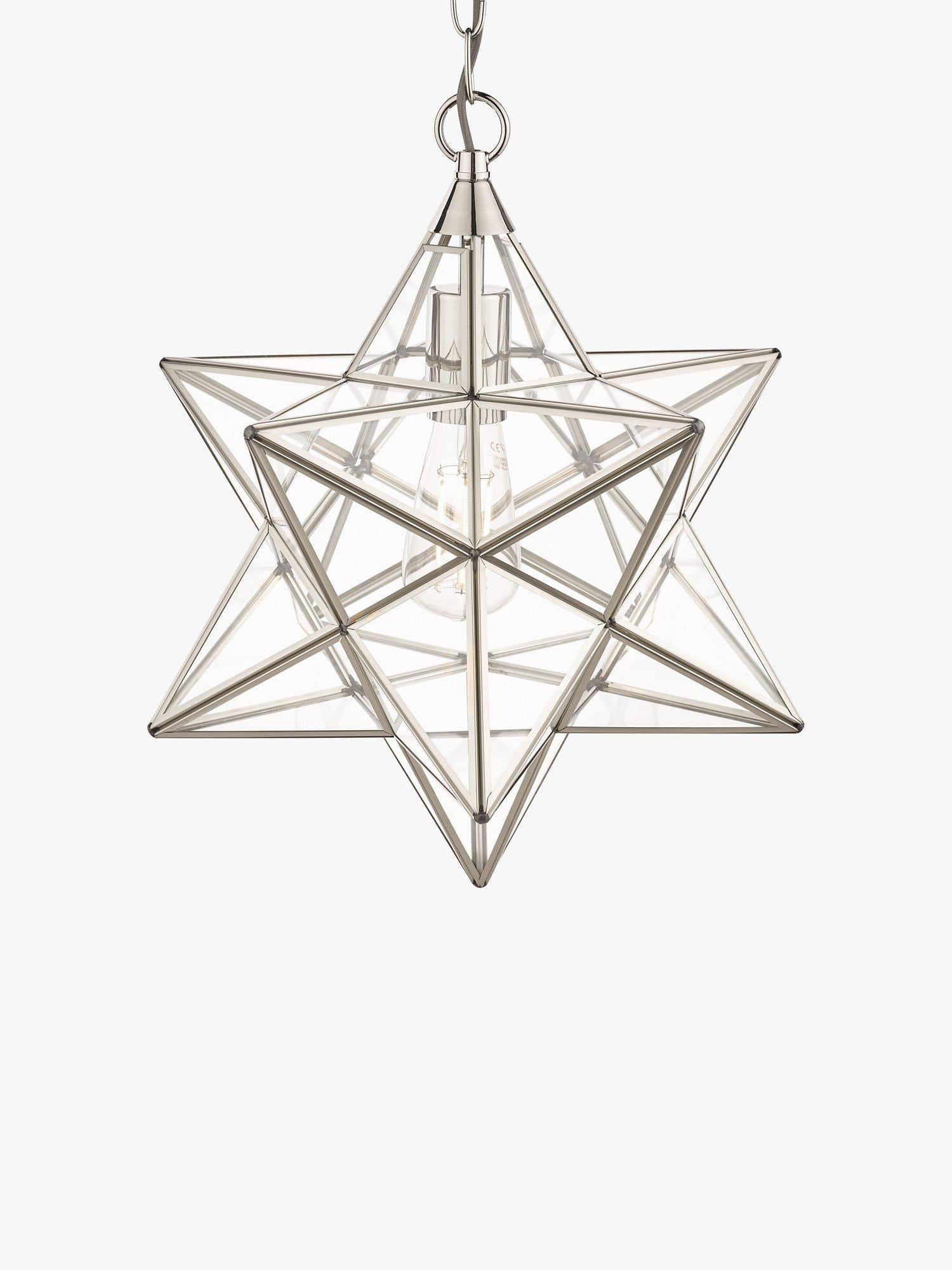Laura Ashley star glass ceiling light polished silver, UK version