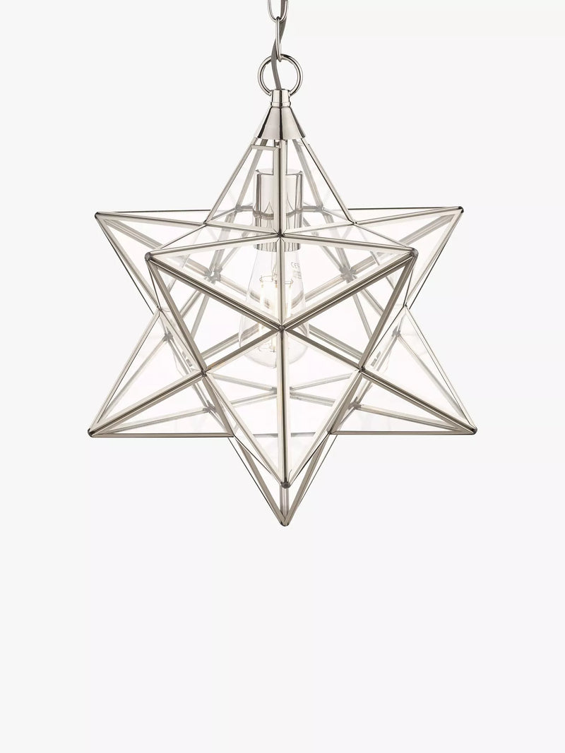Laura Ashley star glass ceiling light polished silver, UK version