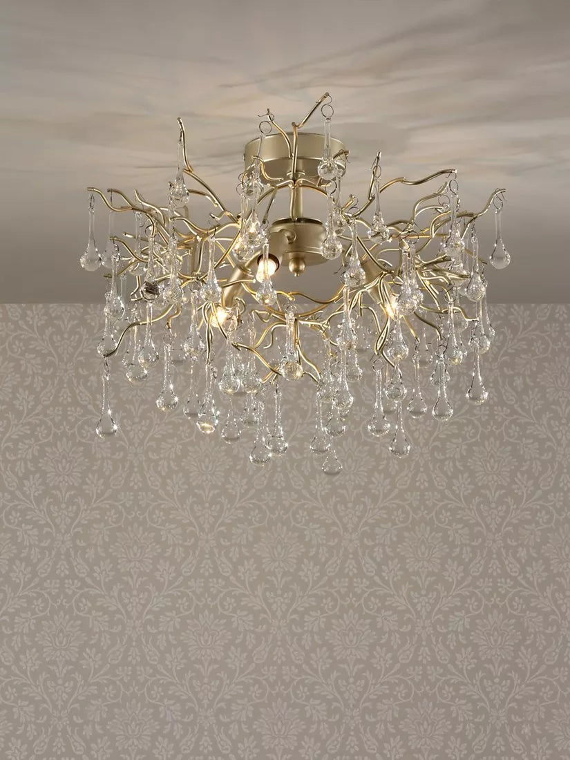 Laura Ashley Willow crystal semi-flush ceiling light, UK version