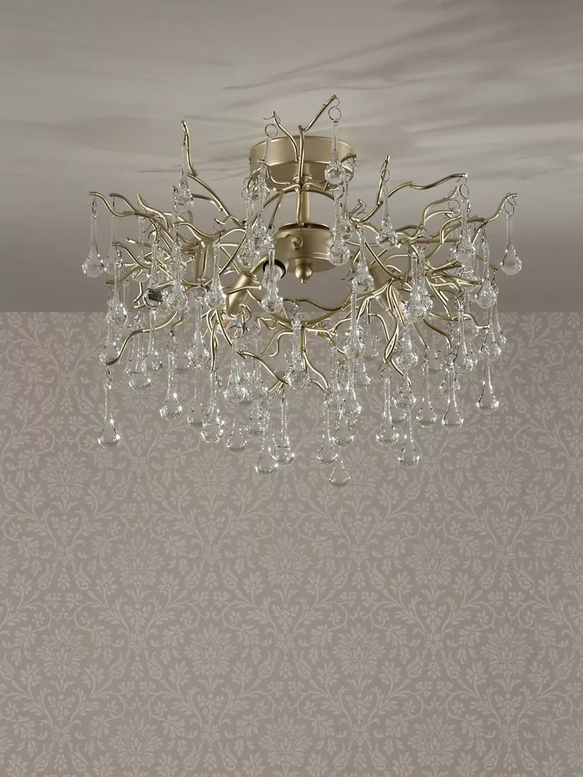Laura Ashley Willow crystal semi-flush ceiling light, UK version