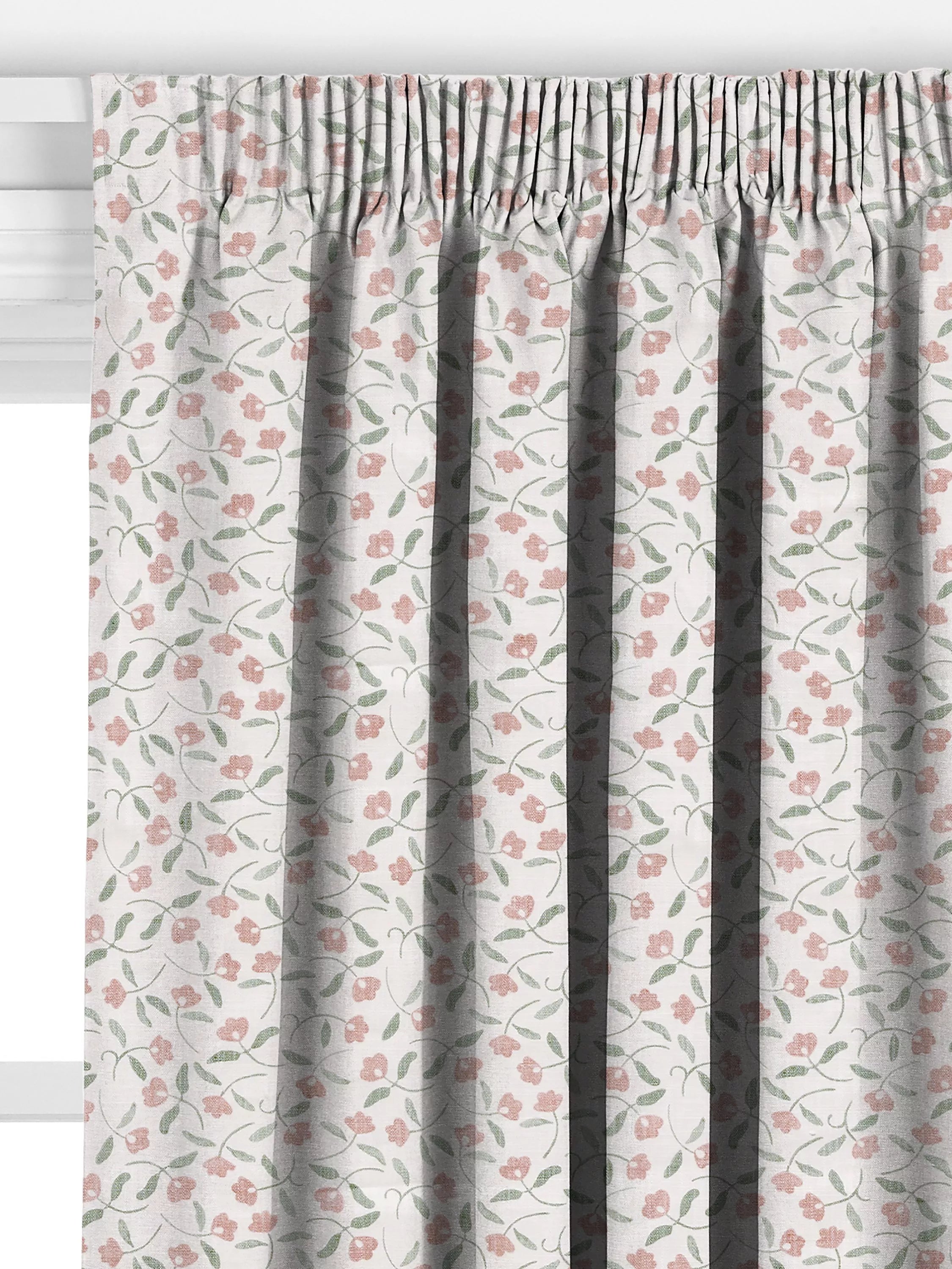 John Lewis scallop floral curtains in plaster colour, made to measure, imported from the UK