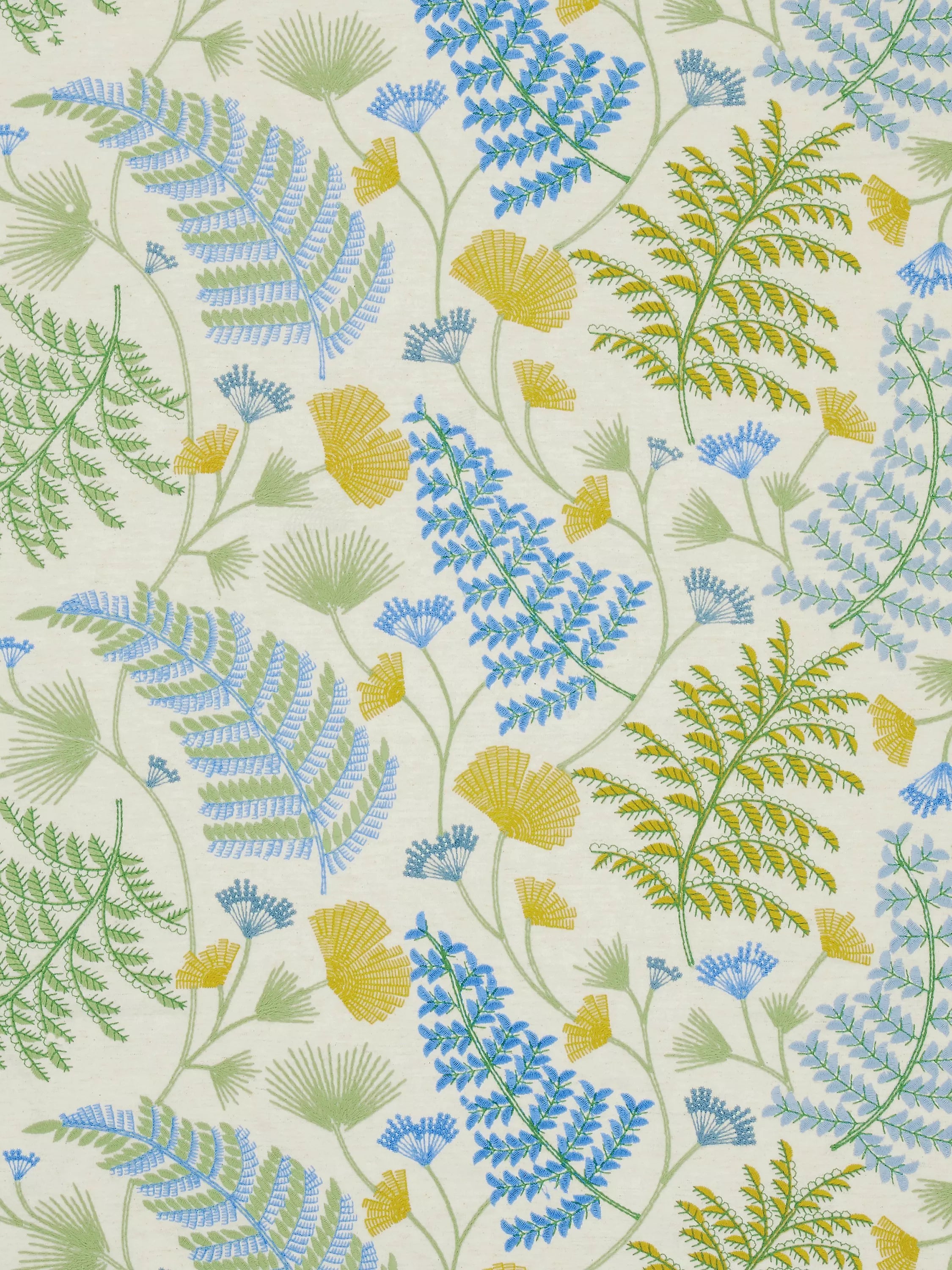 John Lewis Laurel Embroidery Made to Measure Curtains or Roman Blind, Tranquil Blue