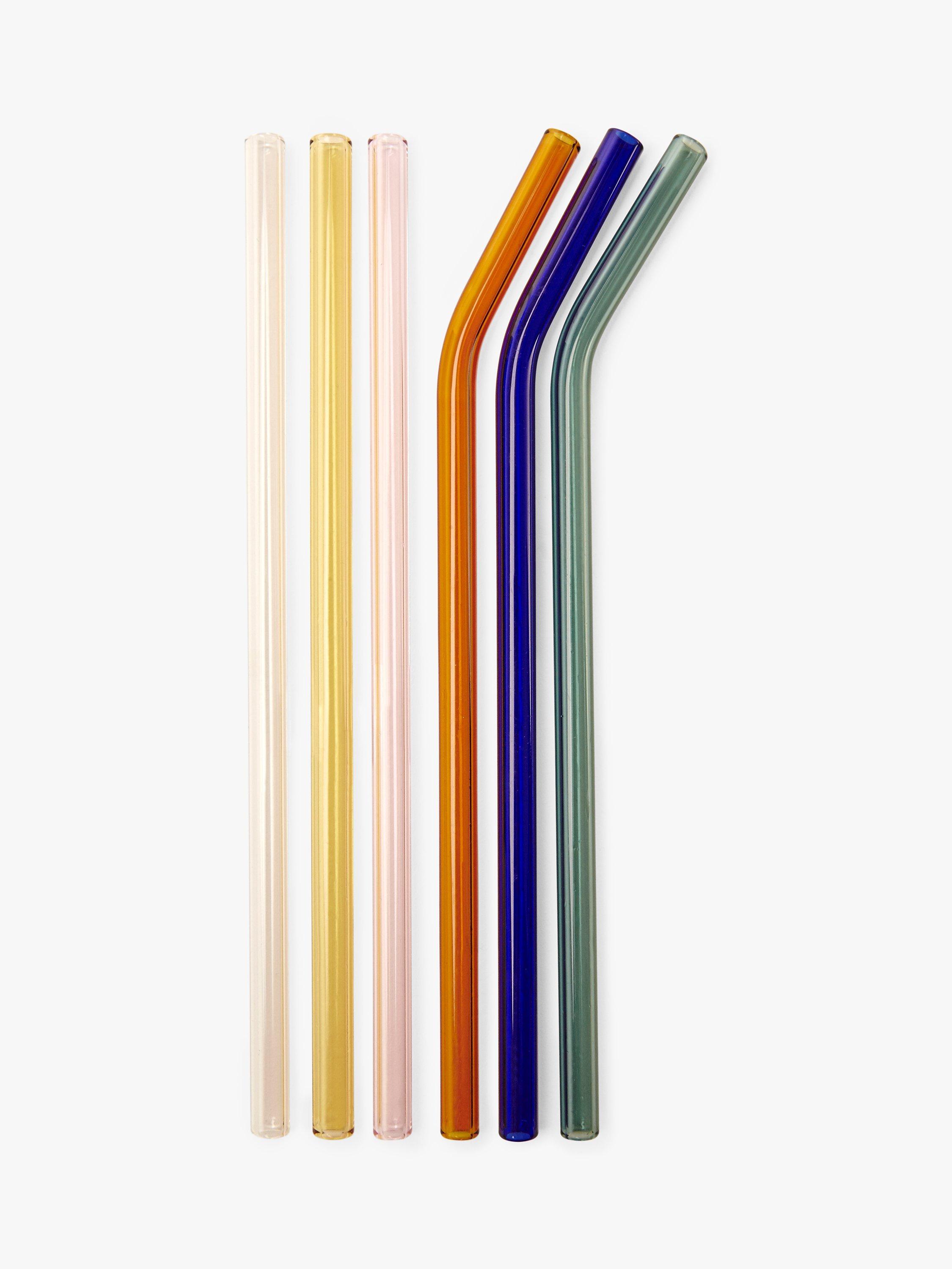 Kikkerland multicolour glass straws set of 6, UK version