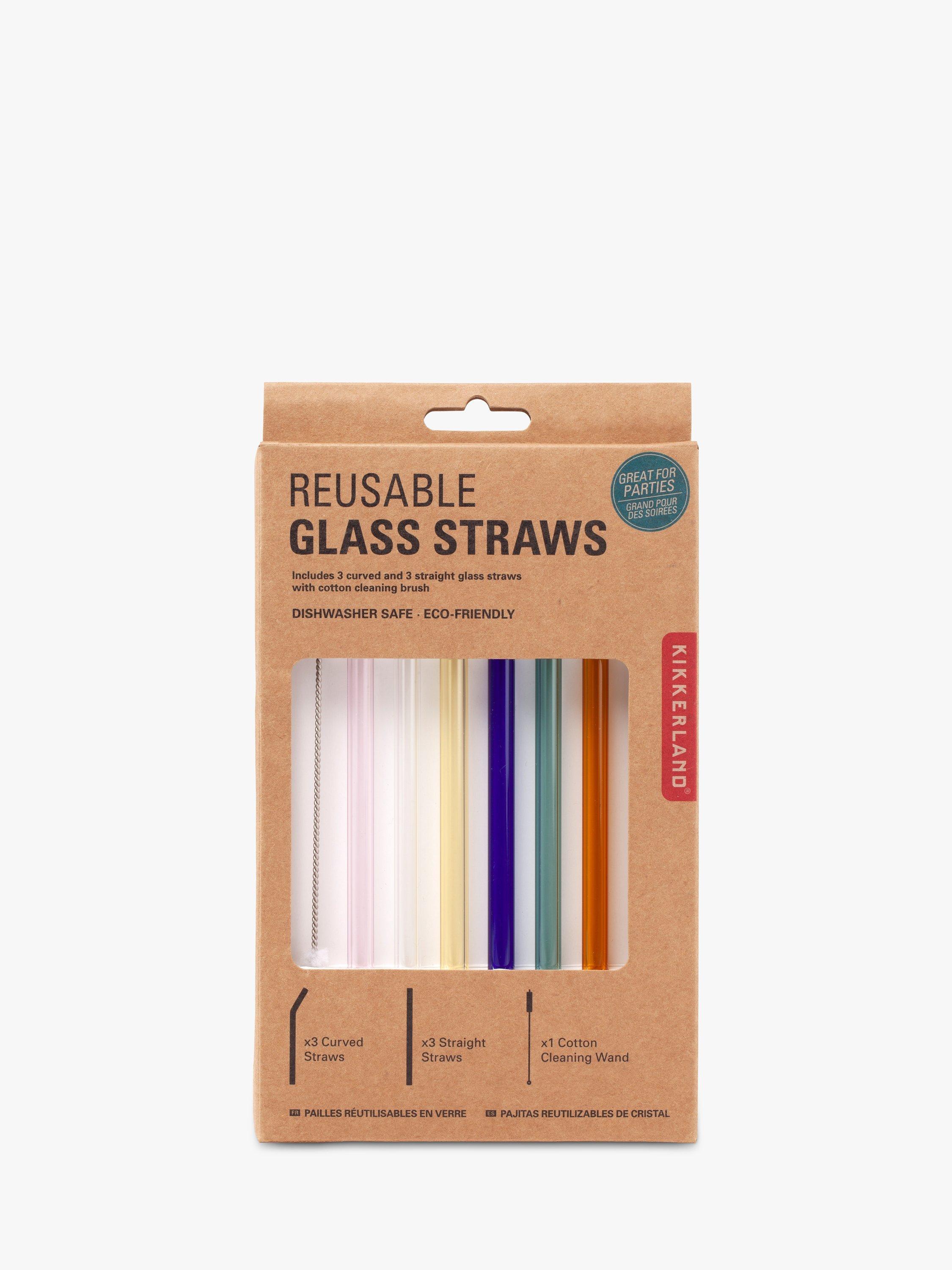 Kikkerland multicolour glass straws set of 6, UK version