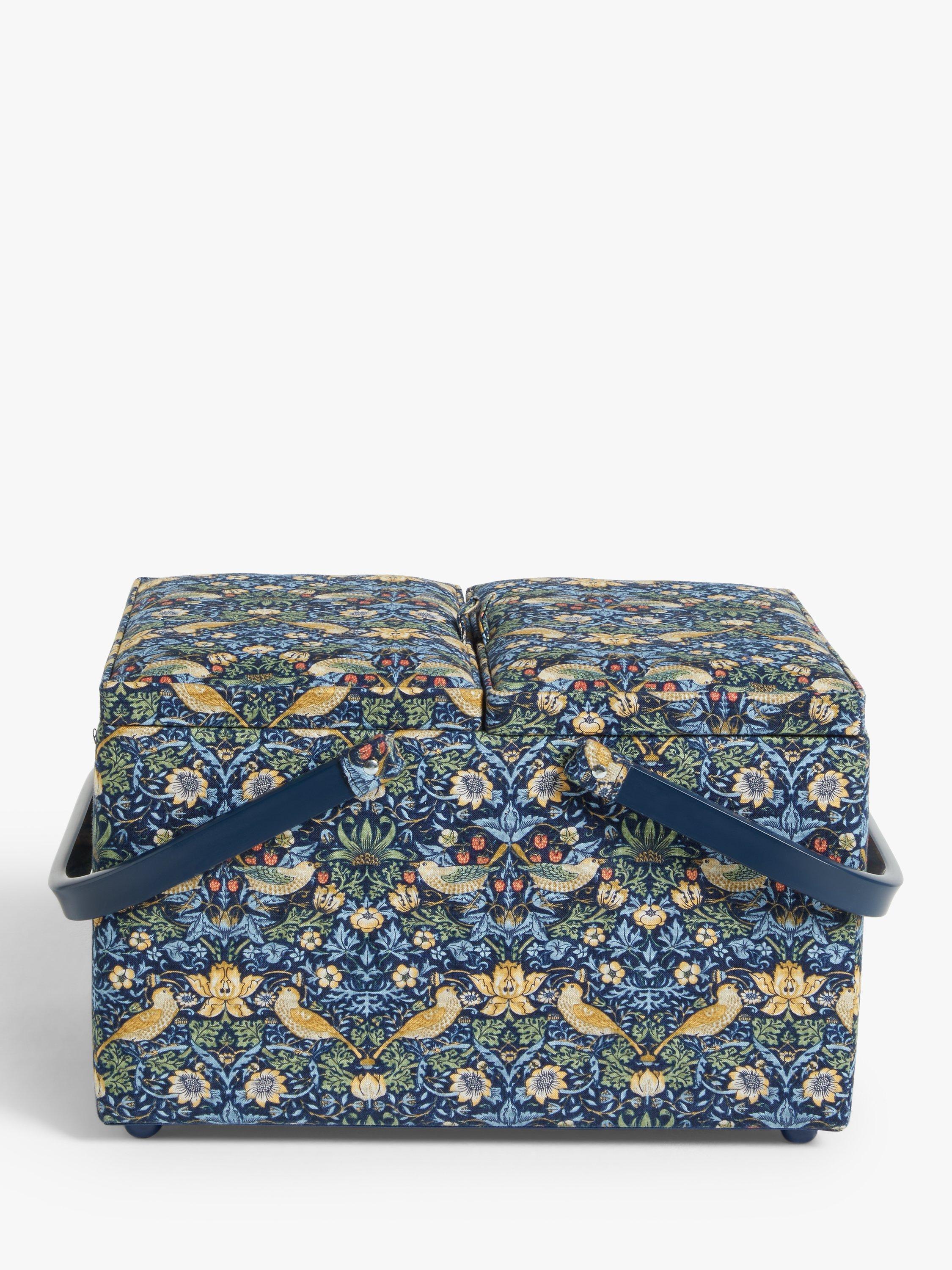 John Lewis sewing basket Strawberry Thief twin lid navy (British brand)