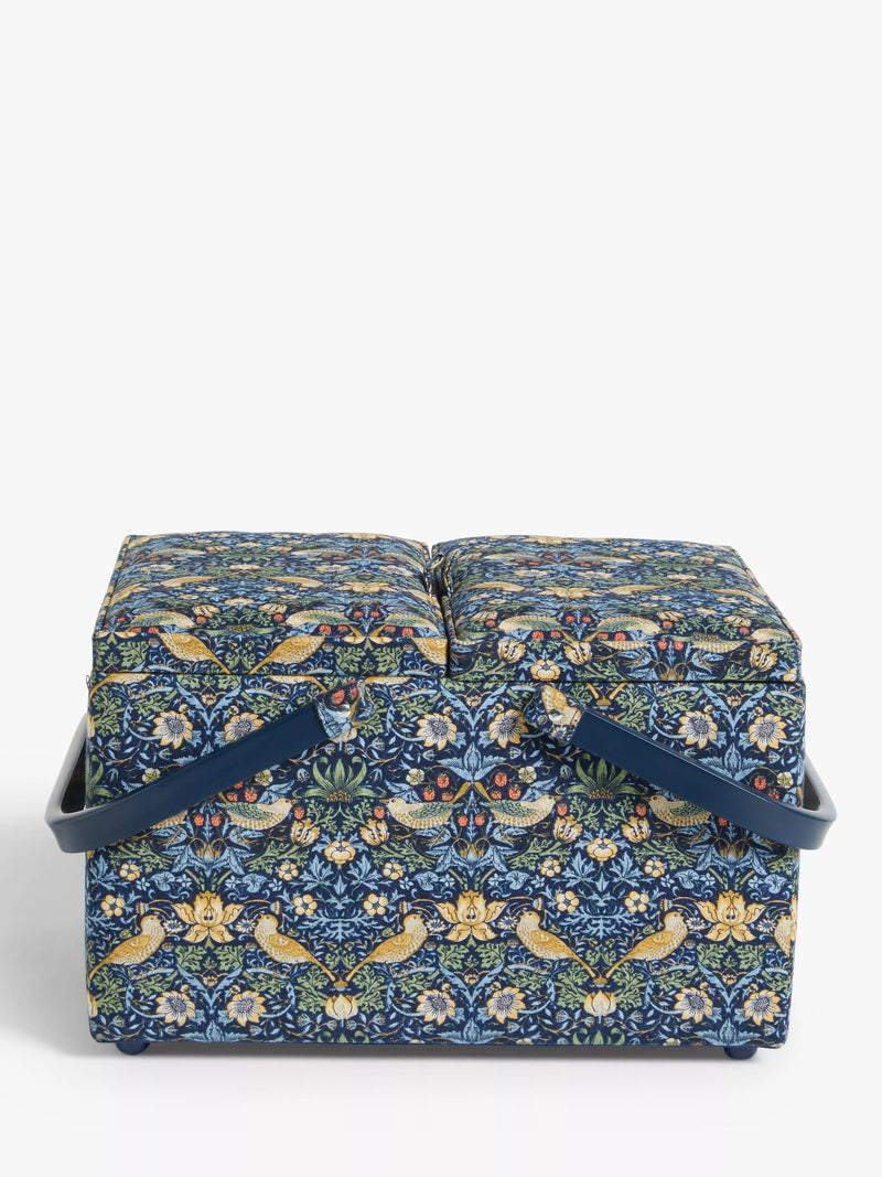 John Lewis sewing basket Strawberry Thief twin lid navy (British brand)
