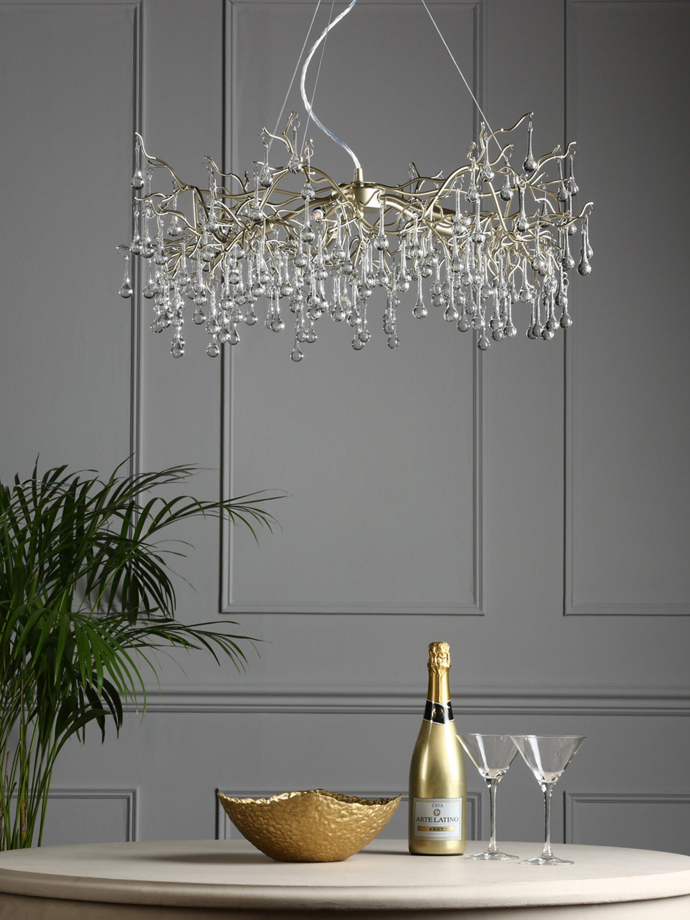 Laura Ashley Willow Crystal Grande ceiling light Champagne - British product