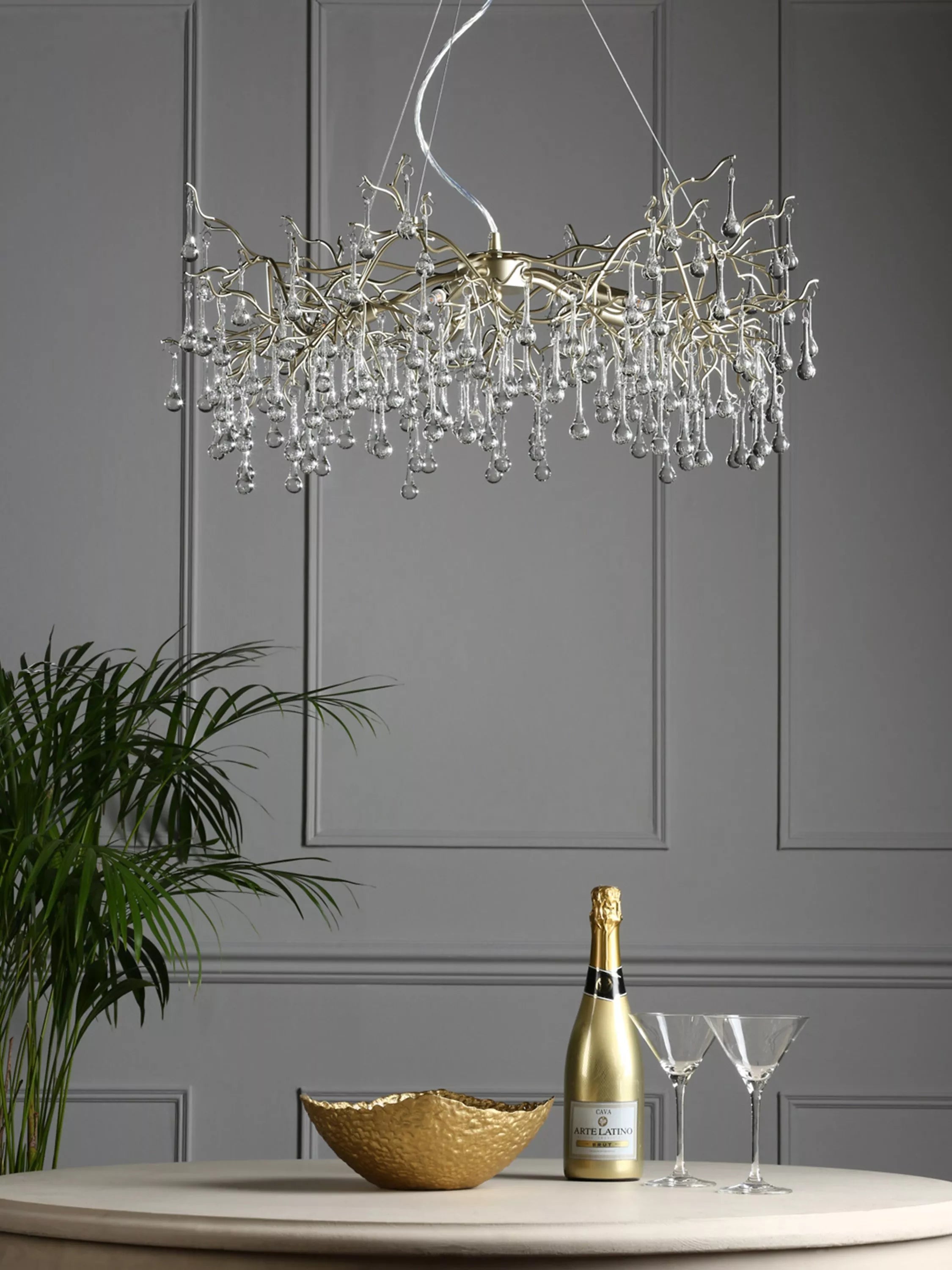 Laura Ashley Willow Crystal Grande ceiling light Champagne - British product