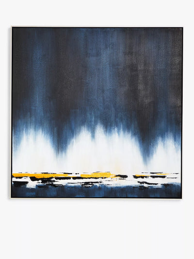 John Lewis 'Midnight Skyline' handbemaltes gerahmtes Leinwandbild, 122 x 122 cm, Schwarz/Blau