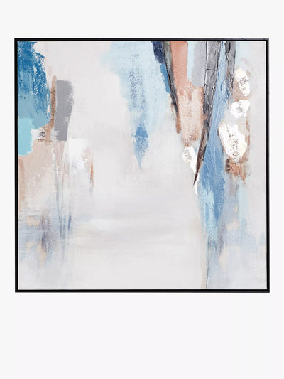 John Lewis Handbemalte gerahmte Leinwand, 100 x 100 cm, Kupfer/Blau