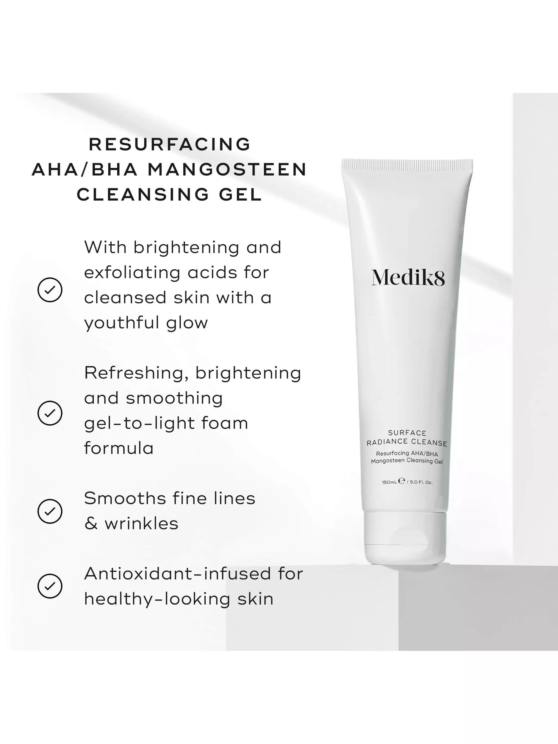 Medik8 resurfacing AHA BHA cleansing gel 150ml (British brand)