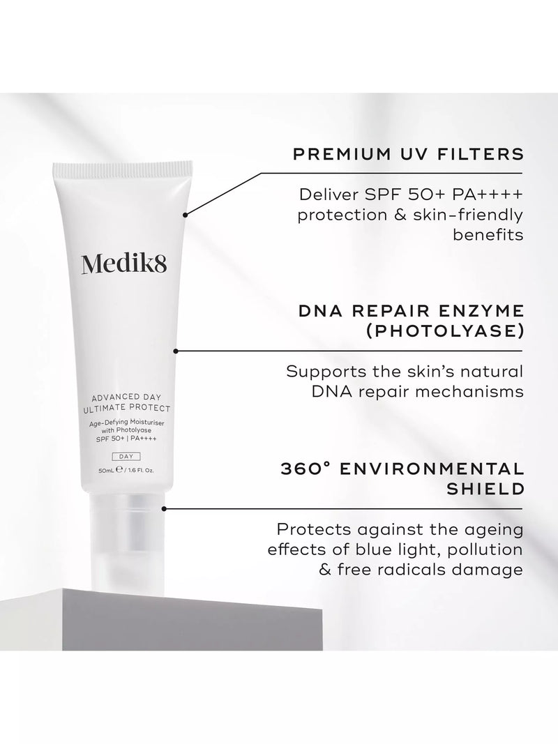 Medik8 Advanced Day Age-Defying Moisturiser SPF 50+ 50ml, imported from the UK