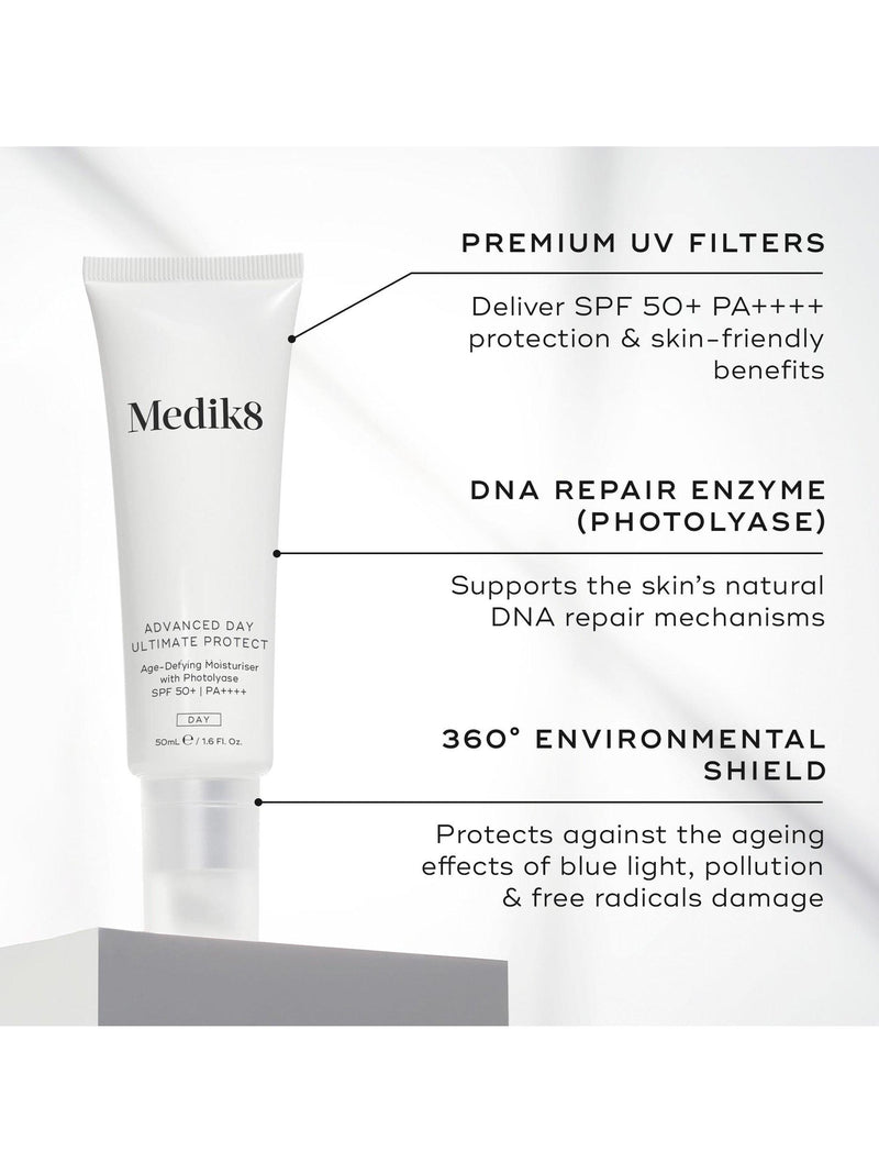 Medik8 Advanced Day Age-Defying Moisturiser SPF 50+ 50ml, imported from the UK