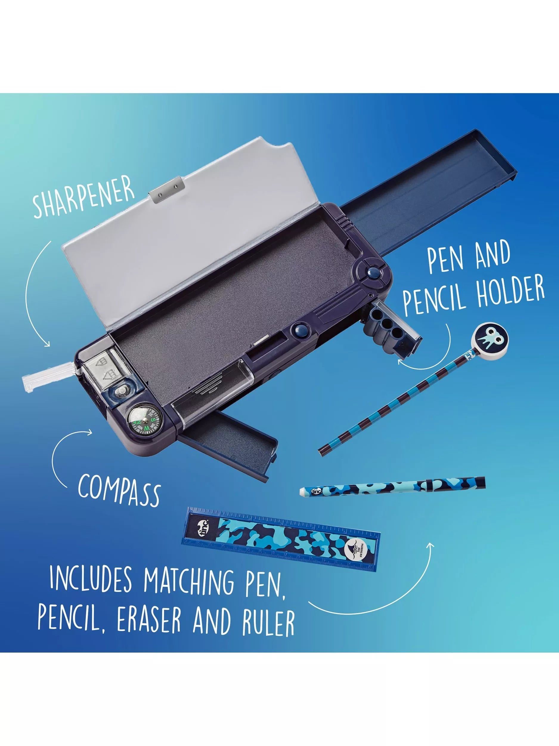 Tinc Tonkin Snap Filled Pencil Case Blue, imported from the UK
