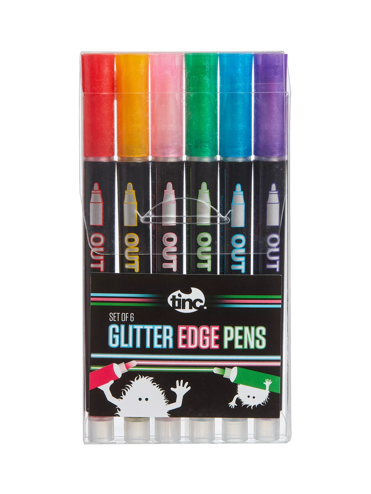 Tinc glitter edge pens multi colour pack of 6 (British brand)