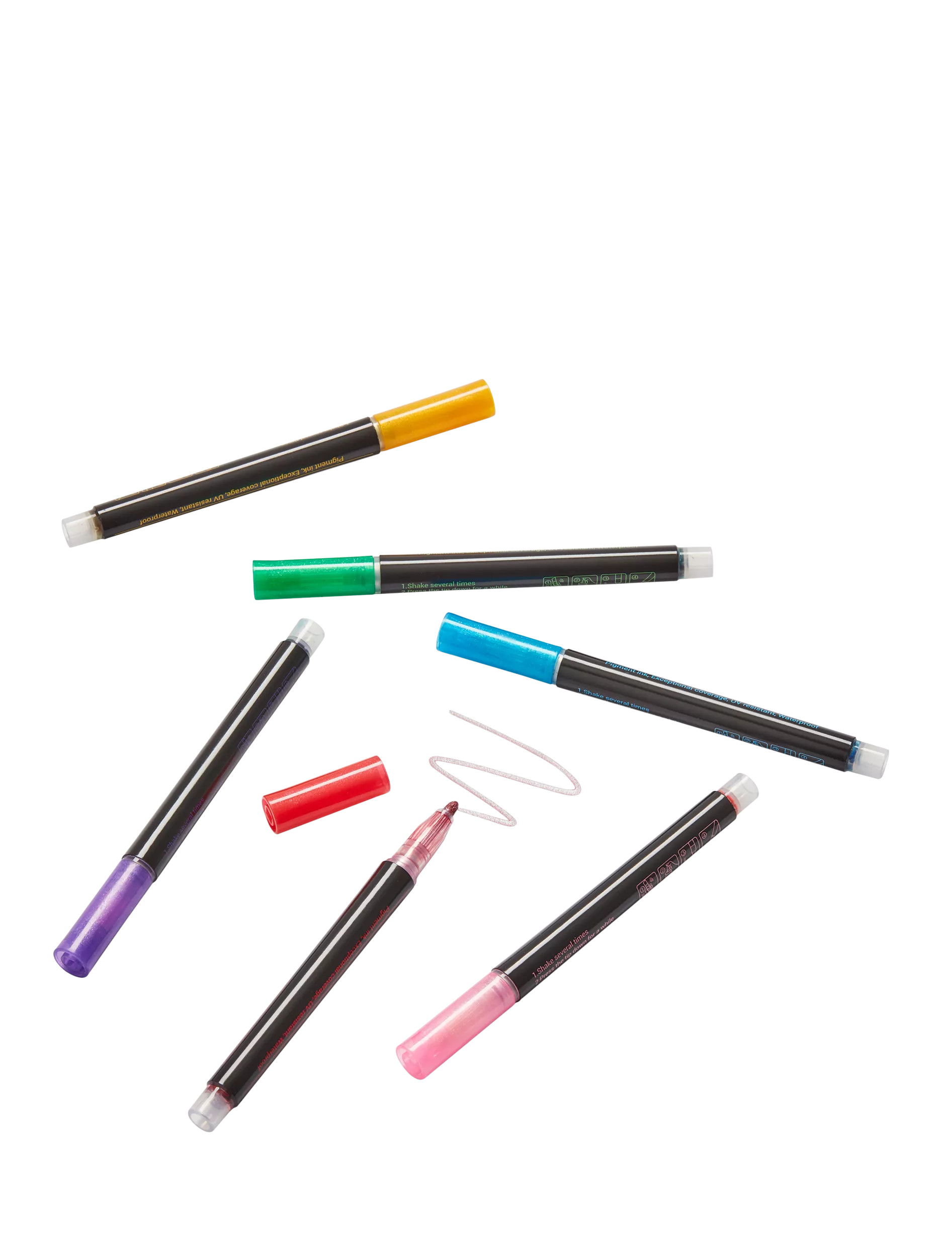 Tinc glitter edge pens multi colour pack of 6 (British brand)