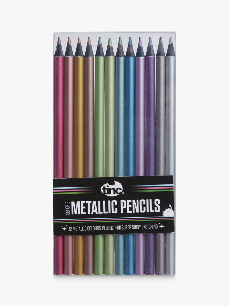 Tinc metallic colouring pencil set, multi-coloured, 12 count (British brand)
