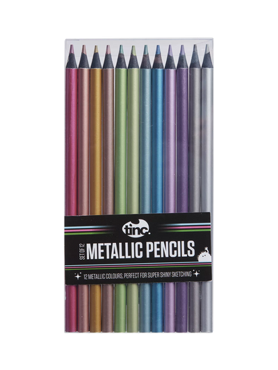 John Lewis Metallic Colouring Pencil Set, Multi-Coloured, 12 Count- Buy online at McGrocer