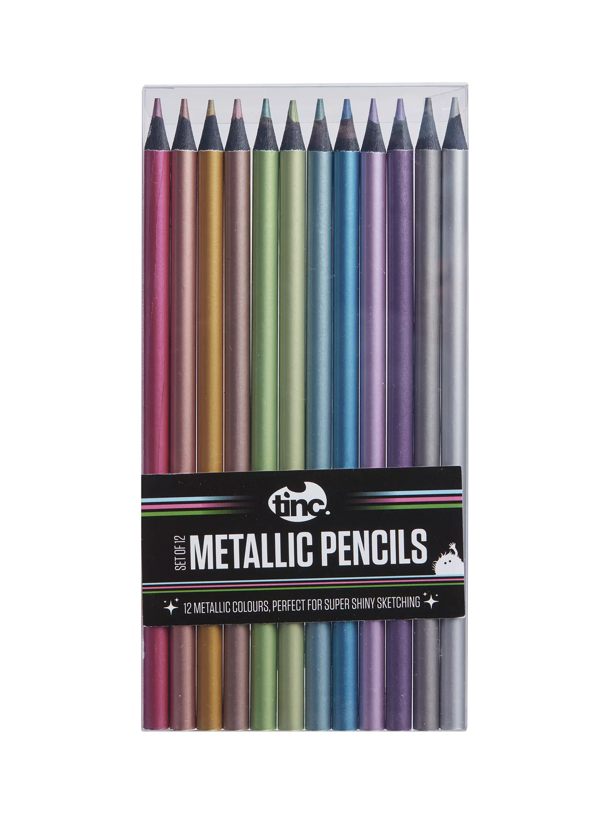 Tinc metallic colouring pencil set, multi-coloured, 12 count (British brand)