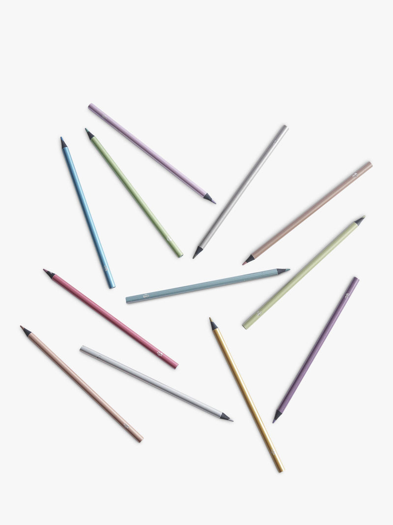 Tinc metallic colouring pencil set, multi-coloured, 12 count (British brand)