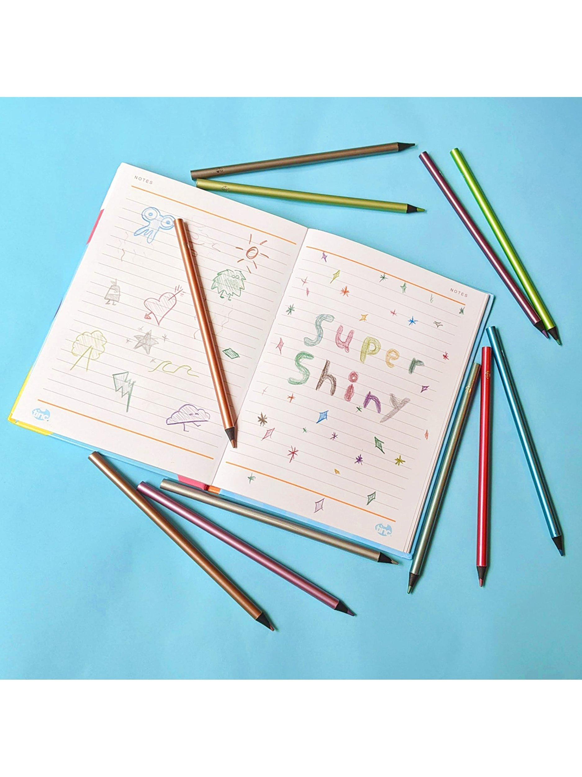Tinc metallic colouring pencil set, multi-coloured, 12 count (British brand)