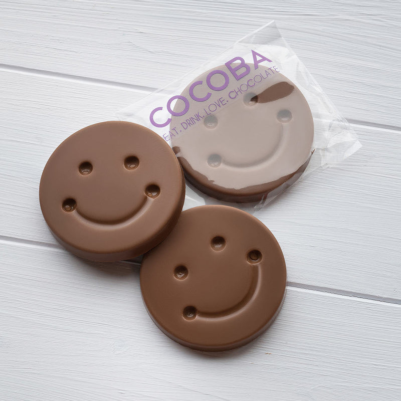 Cocoba milk chocolate smiley faces, UK version
