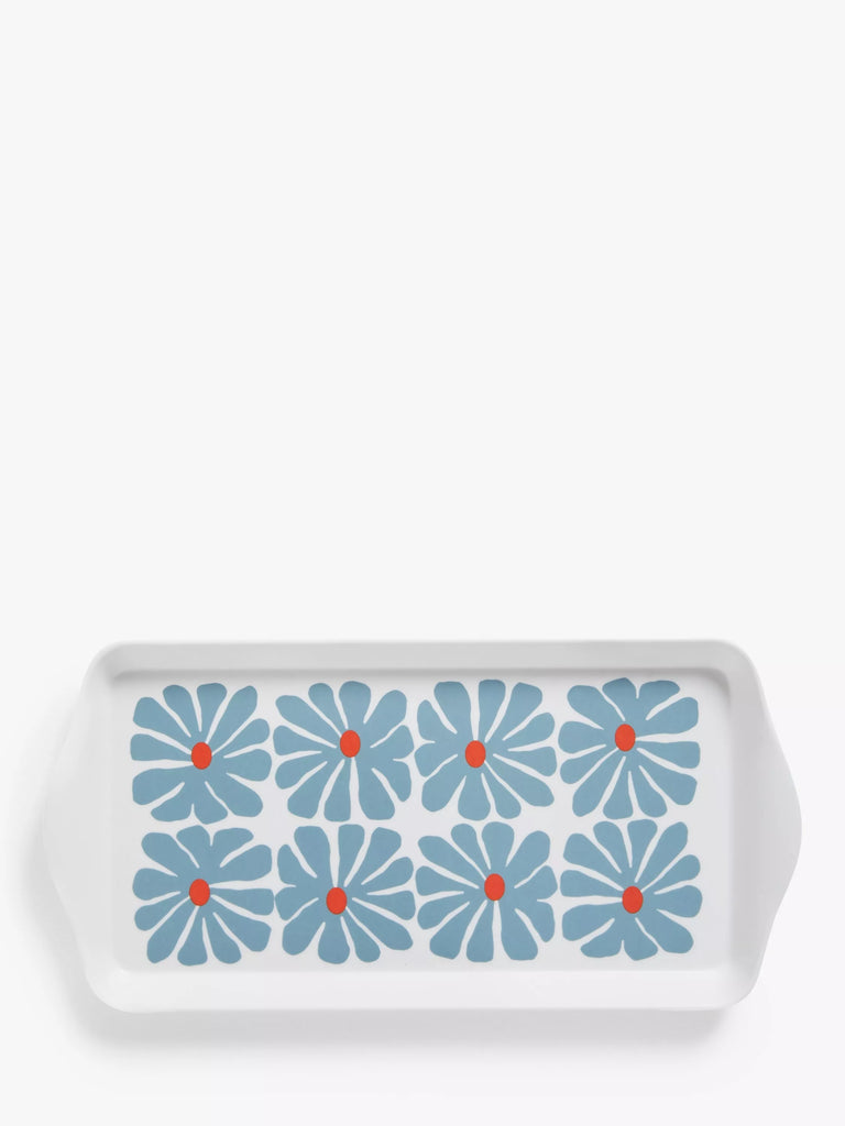 John Lewis ANYDAY Floral Melamine Tray, 30.5cm, Blue/Multi