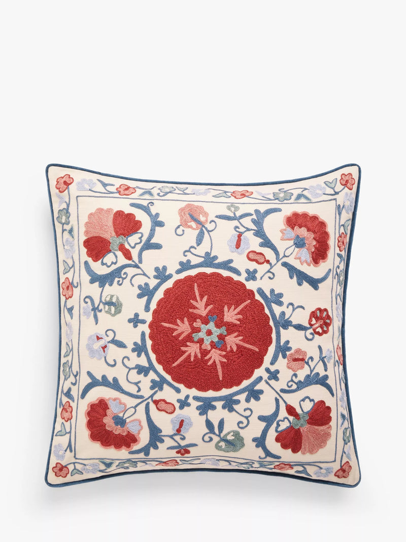 John Lewis Suzani Floral Cushion, Carmine