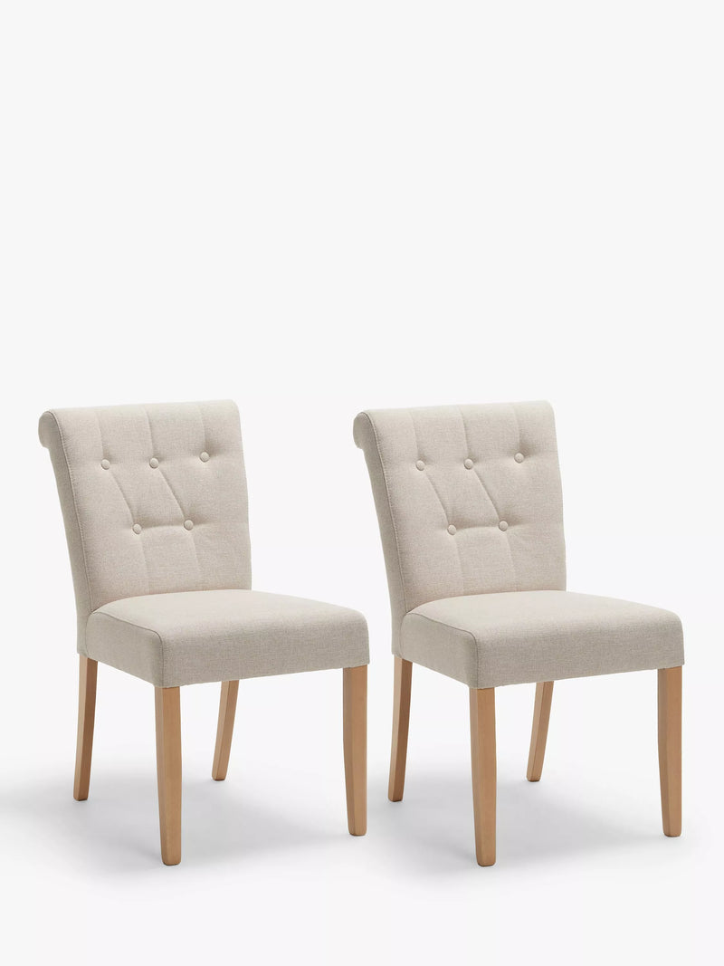 John Lewis Margo Button Back Dining Chair, Brushed Tweed, Set of 2