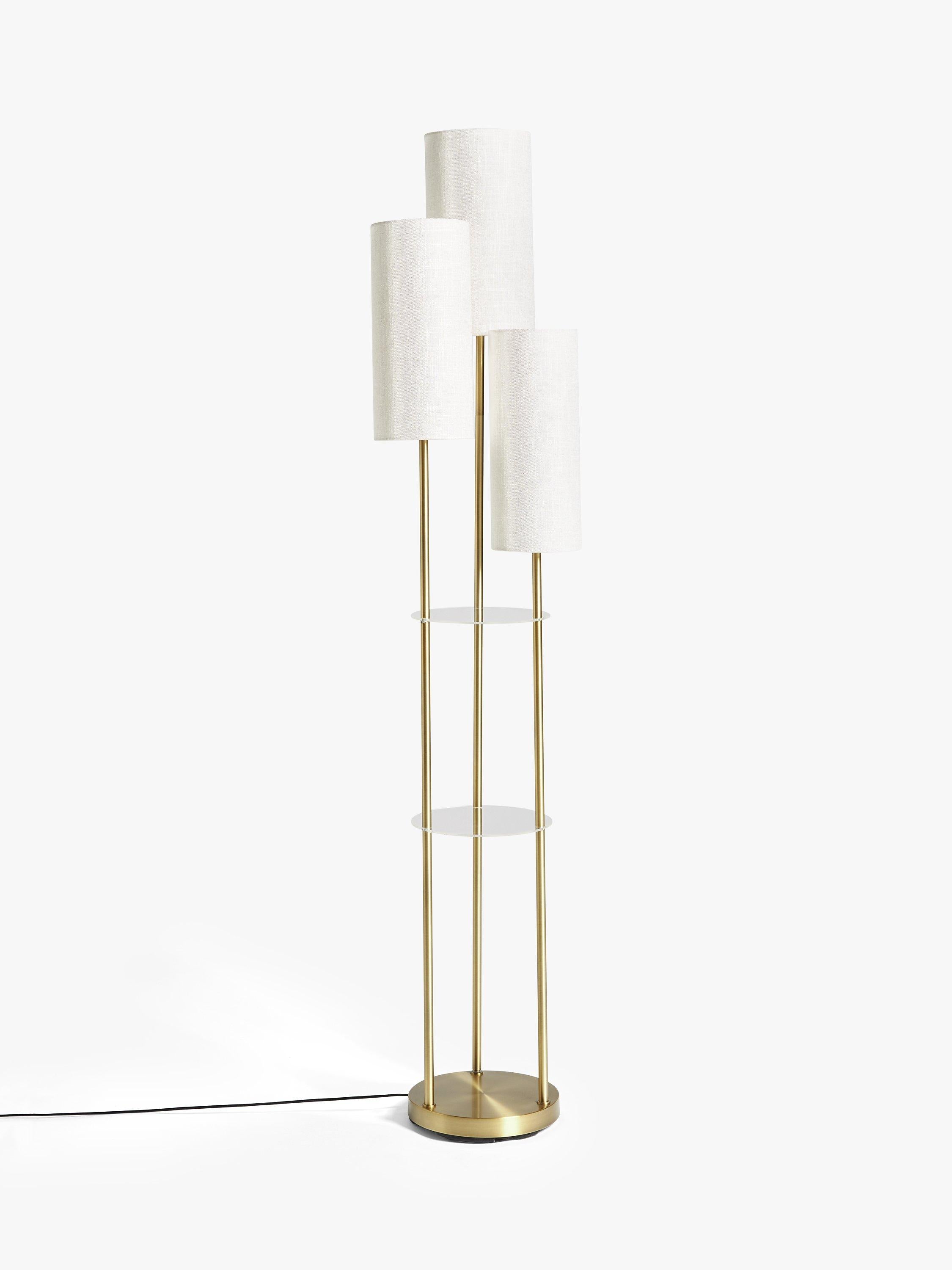 John Lewis Cluster Trio floor lamp with brass and linen shades (British brand)
